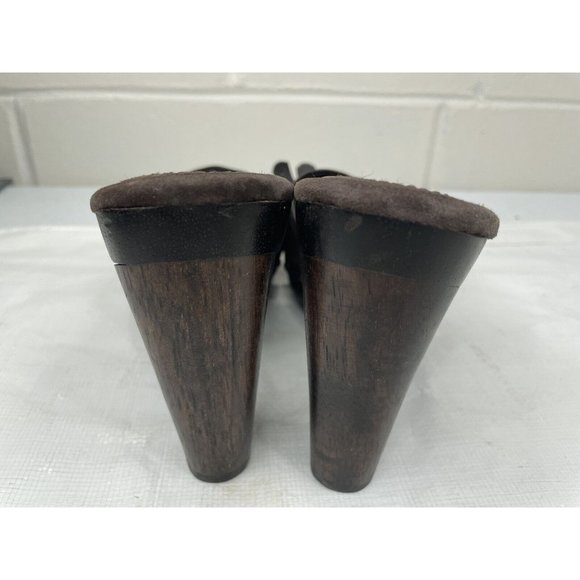 Vintage Enzo Angiolini Brown Suede Y2K High Heel Studded Mules Size 7.5 - Picture 4 of 5